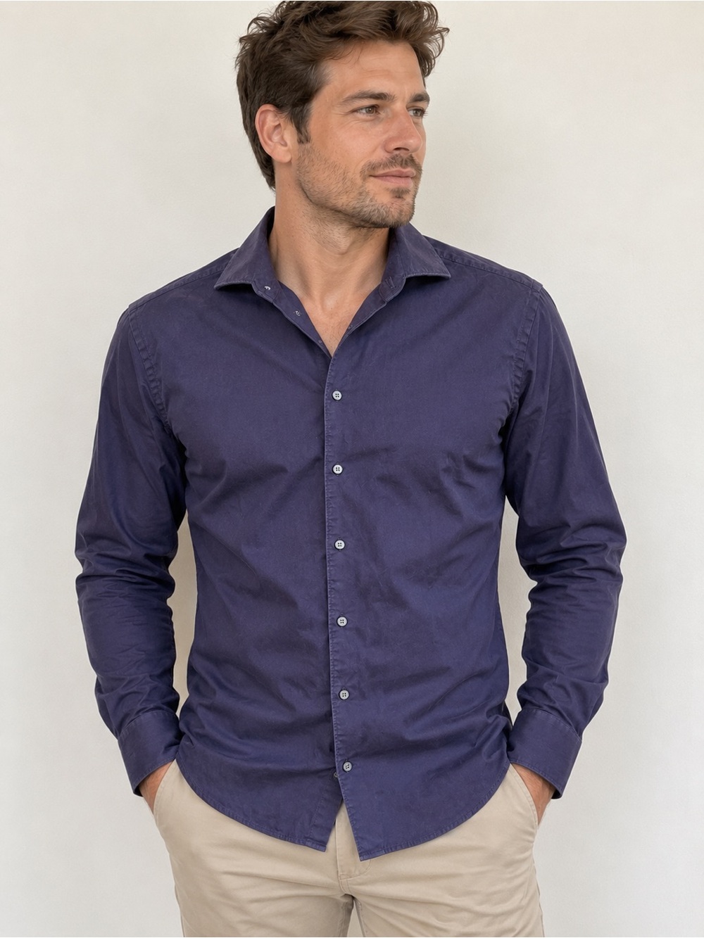 BOSS Hugo Boss T-Steven Tailored Slim Fit Dress Shirt Dark Purple Men’s 38 15
